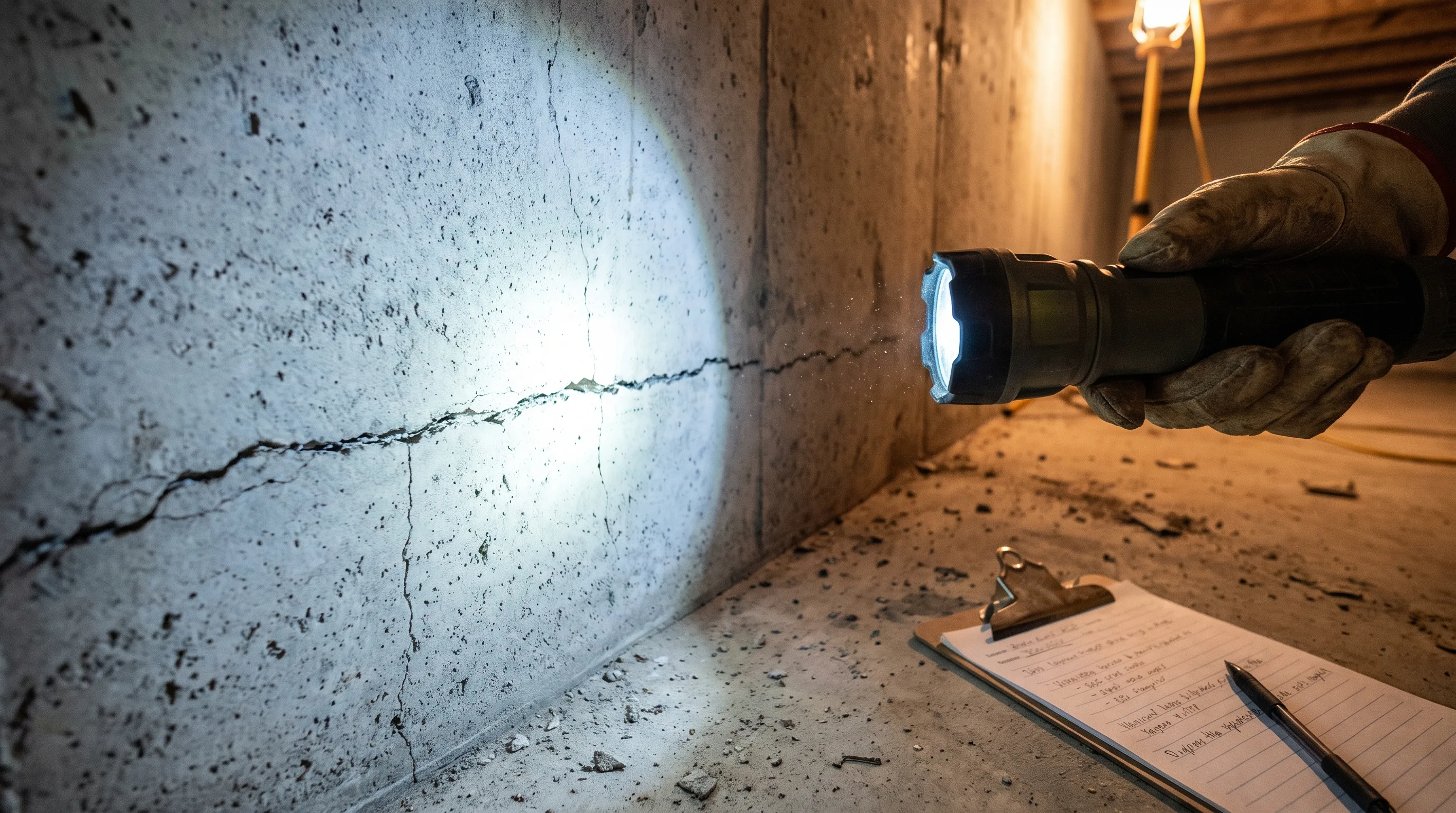 Structural assessment of a horizontal crack in a concrete foundation wall in a Hamilton home