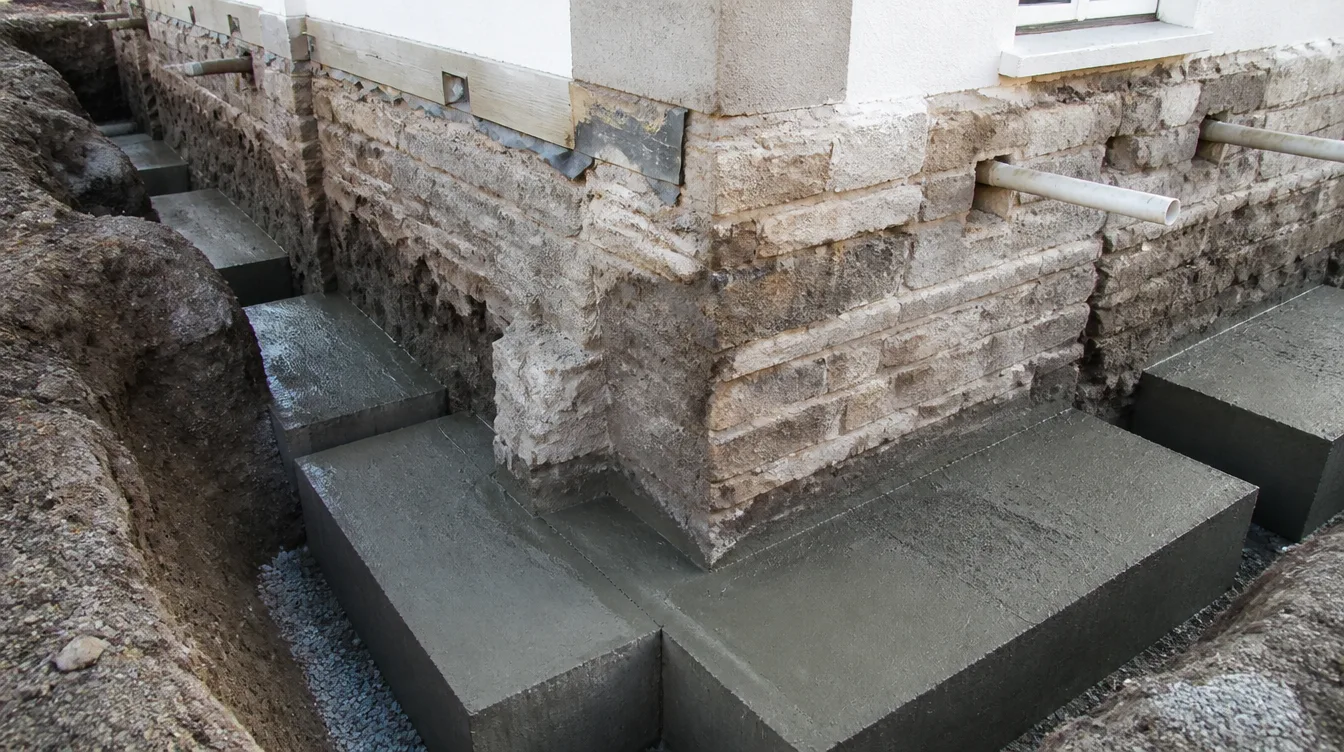 Section-by-section underpinning excavation beneath a century home foundation in Corktown, Hamilton