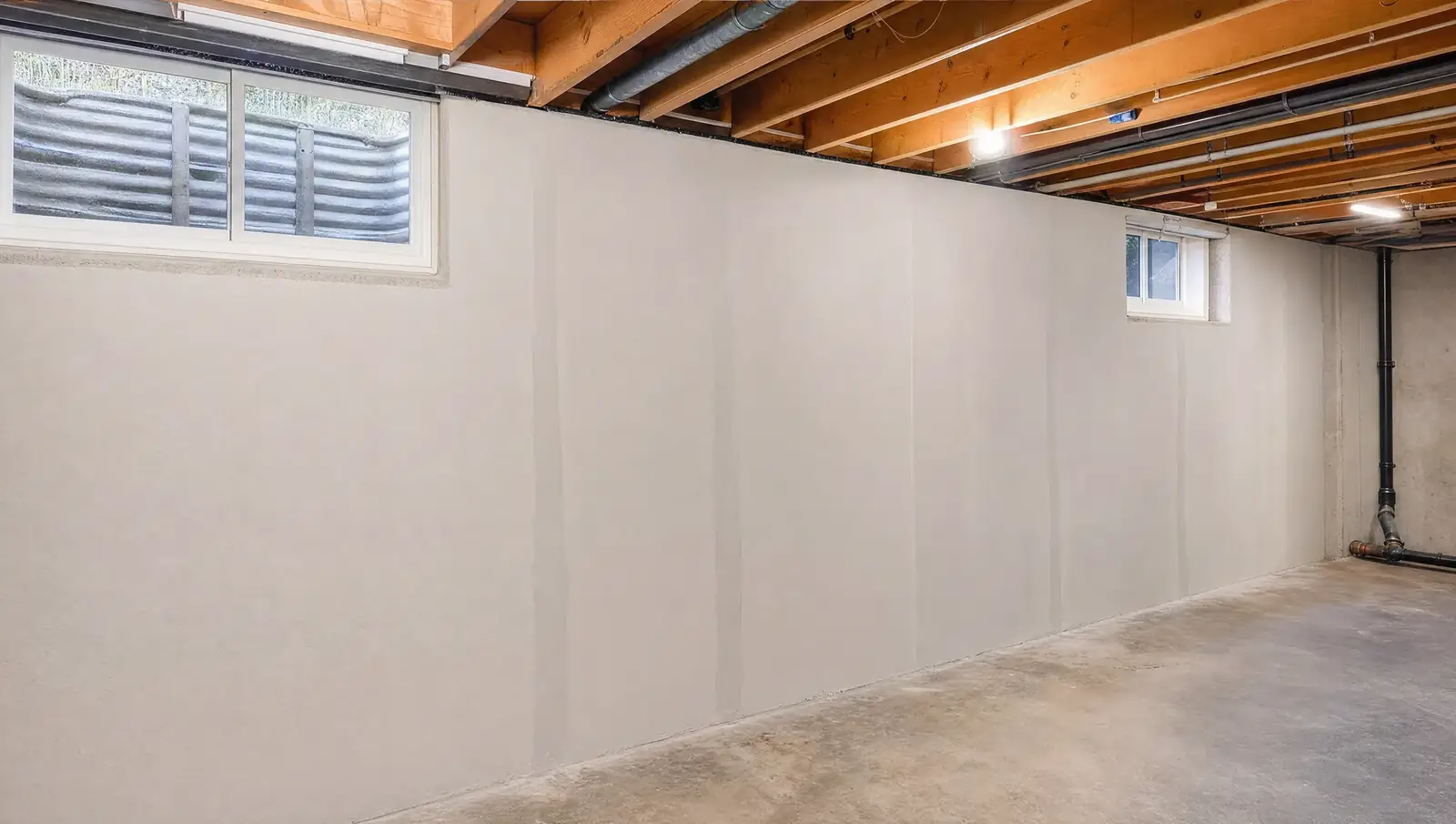 Basement crack repair Hamilton - completed sealed concrete wall after crack injection repair
