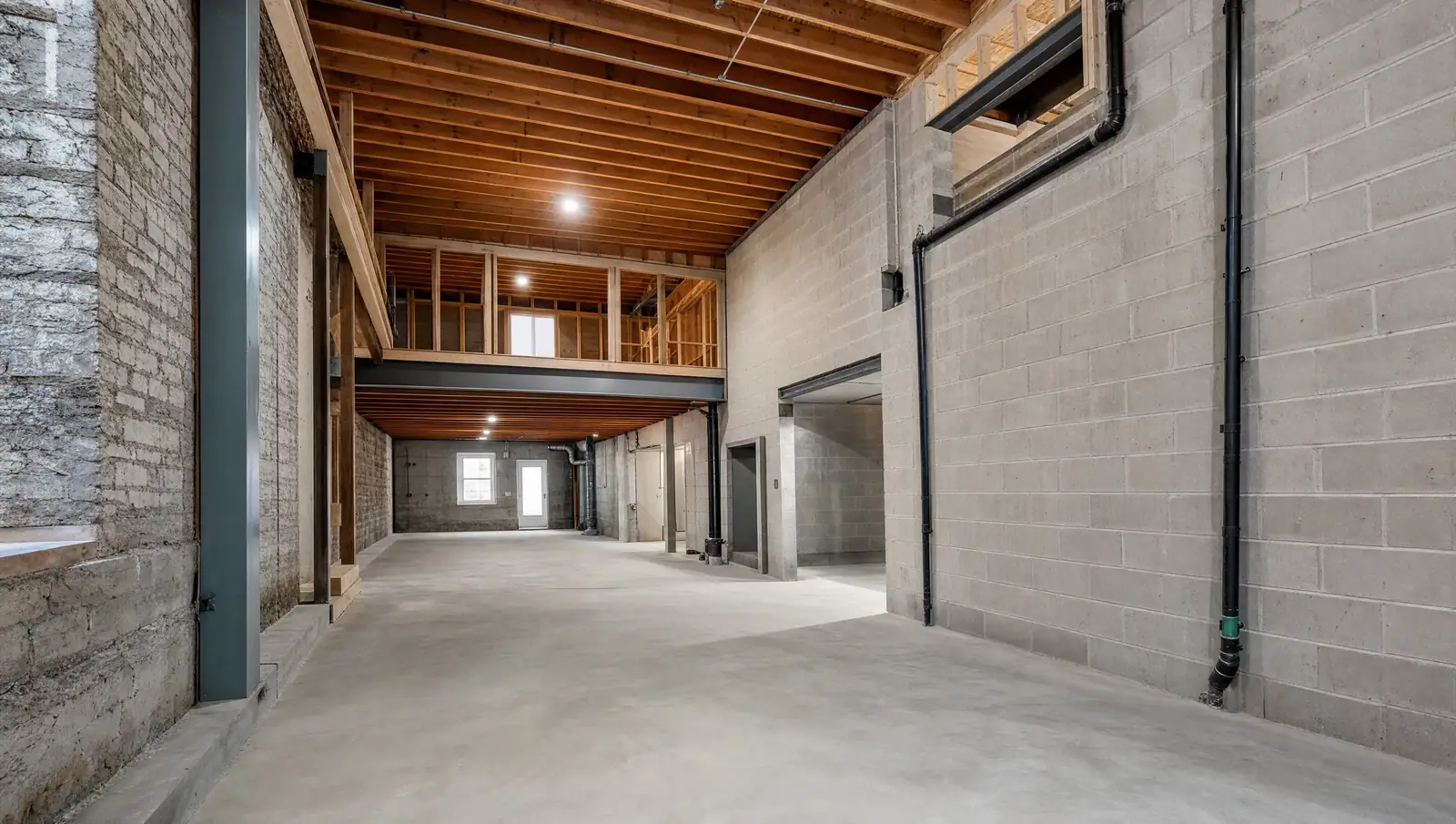 Basement lowering Hamilton - completed conversion showing full 8-foot ceiling height