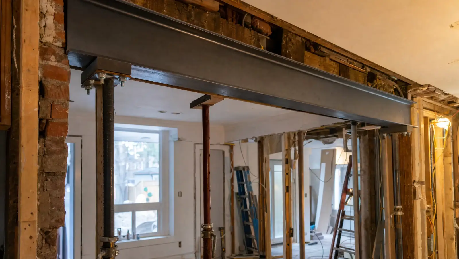 Load bearing wall removal Hamilton - steel beam installation replacing structural wall