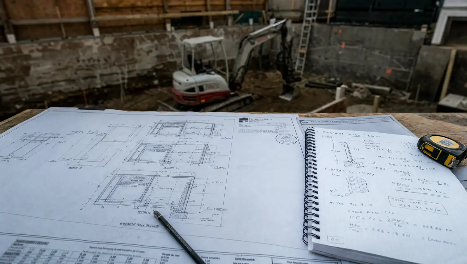 Structural engineering Hamilton - licensed engineer reviewing drawings on residential construction site